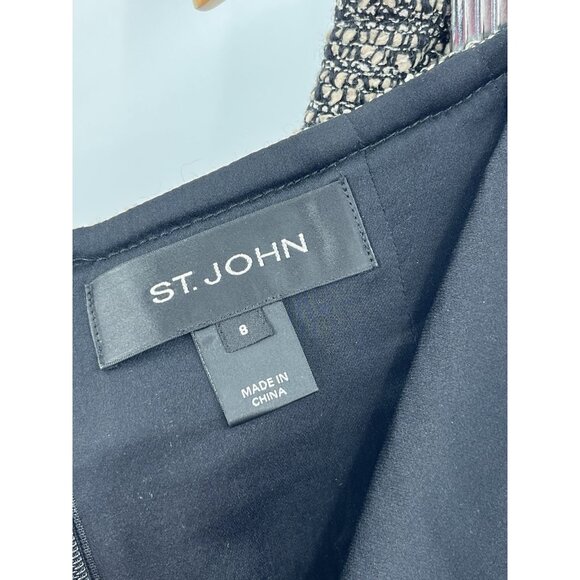 ST. JOHN Women's Metallic Black Gold Tweed Pencil Skirt US 8 - Picture 3 of 6